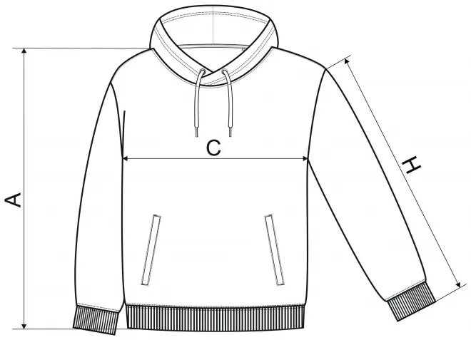 Bequemer Herren-Hoodie - Maßtabelle