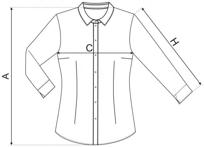 Damen Baumwollbluse mit langen Ärmeln - Maßtabelle