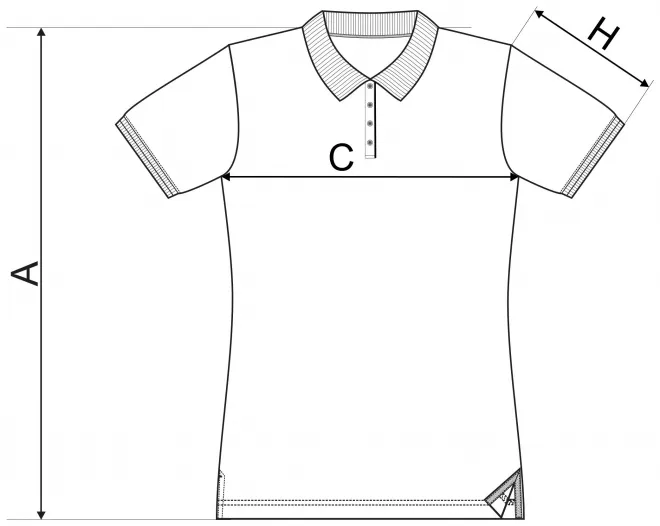 Damen Poloshirt mit Stehkragen - Maßtabelle