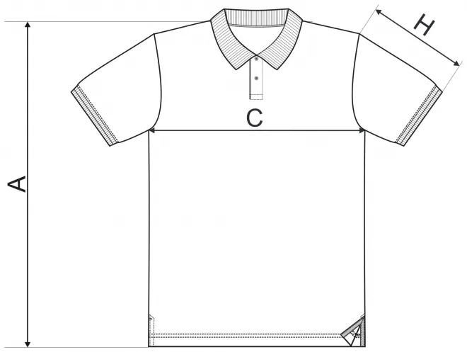 Herren Poloshirt mit Stehkragen - Maßtabelle