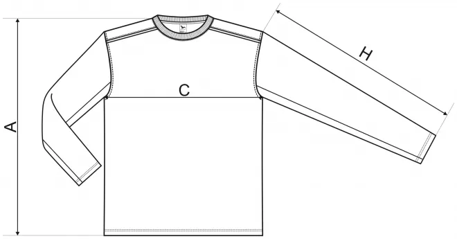 Shirt mit langen Ärmeln - Maßtabelle