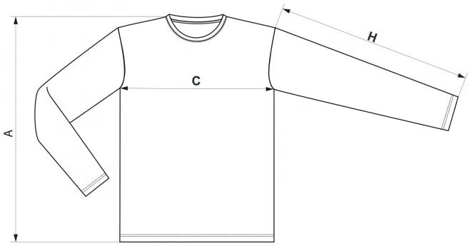 T-Shirt für den Sport mit langen Ärmeln - Maßtabelle