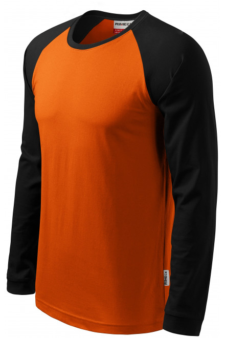 Herren Kontrast T-Shirt mit langen Ärmeln, orange, T-shirts herren
