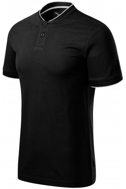 Herren-Poloshirt mit Bomberkragen, schwarz