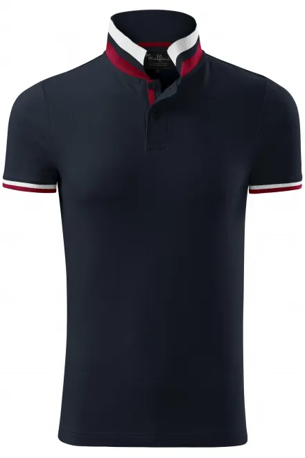 Herren Poloshirt mit Stehkragen - dunkelblau, XL