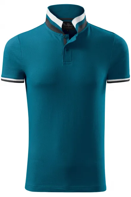 Herren Poloshirt mit Stehkragen - petrol blue, XL