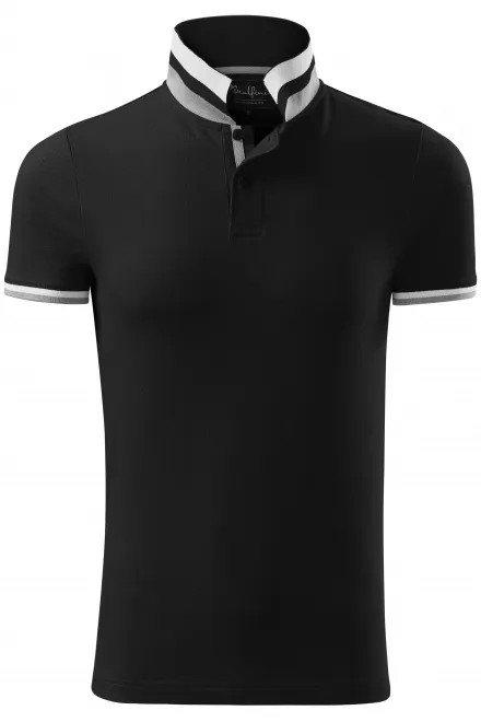 Herren Poloshirt mit Stehkragen - schwarz, XL