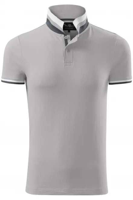 Herren Poloshirt mit Stehkragen - Silber grau, XL