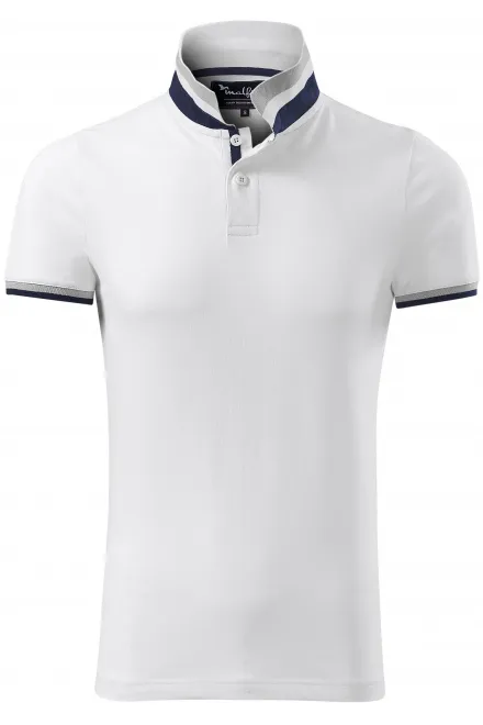 Herren Poloshirt mit Stehkragen - weiß, XL