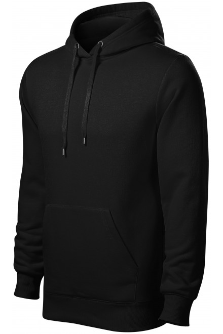 Herren Sweatshirt mit Kapuze ohne Reißverschluss, schwarz, Sweatshirts mit Kapuze