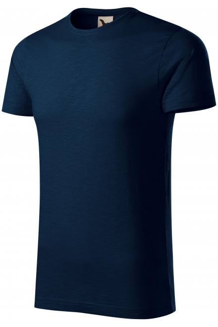 Herren-T-Shirt aus strukturierter Bio-Baumwolle, dunkelblau, T-Shirts mit kurzen Ärmeln