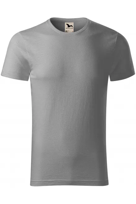 Herren-T-Shirt aus strukturierter Bio-Baumwolle - altes Silber, M