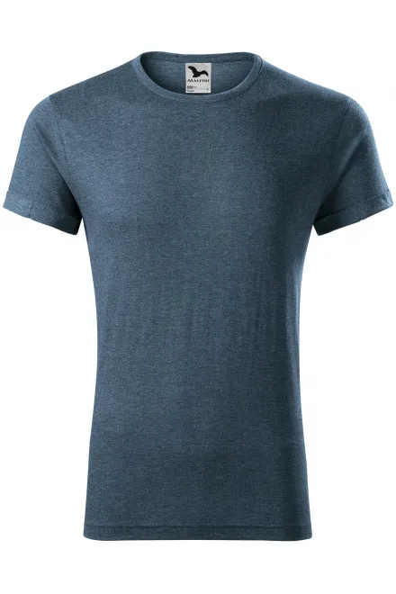 Herren T-Shirt mit gerollten Ärmeln - dunkler Denim-Marmor, S