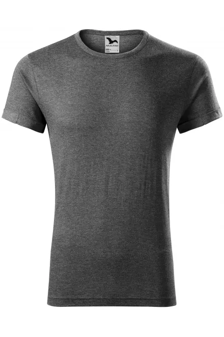 Herren T-Shirt mit gerollten Ärmeln - schwarzer Marmor, S