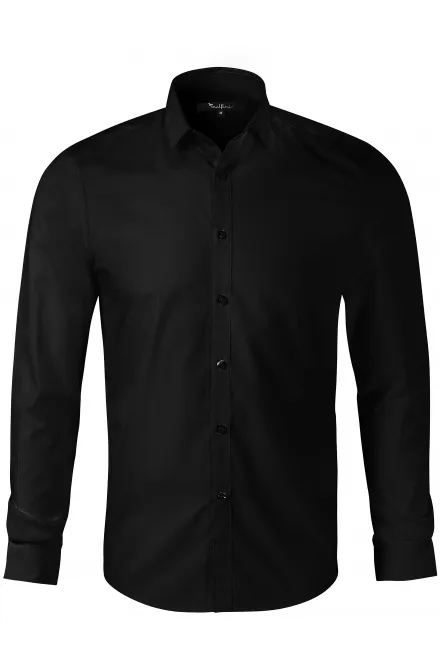 Herrenhemd mit langen Ärmeln Slim Fit - schwarz, 2XL