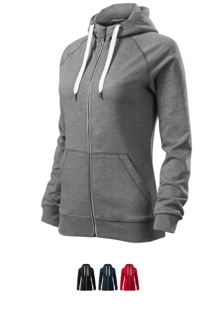 Kontrastfarbenes Damen-Sweatshirt mit Kapuze, dunkelgrauer Marmor