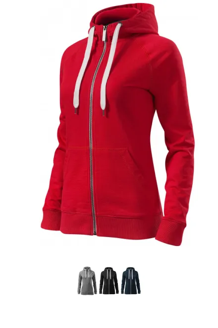 Kontrastfarbenes Damen-Sweatshirt mit Kapuze, formula red