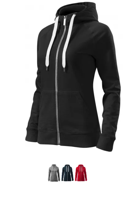 Kontrastfarbenes Damen-Sweatshirt mit Kapuze, schwarz