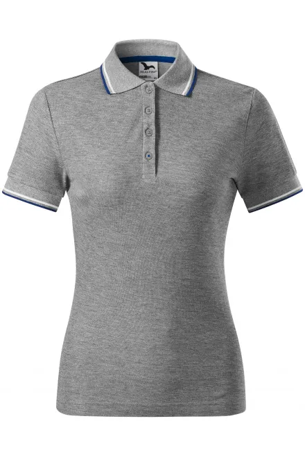 Klassisches Poloshirt für Damen - dunkelgrauer Marmor, XS