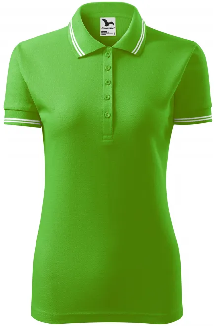 Kontrast-Poloshirt für Damen - Apfelgrün, L