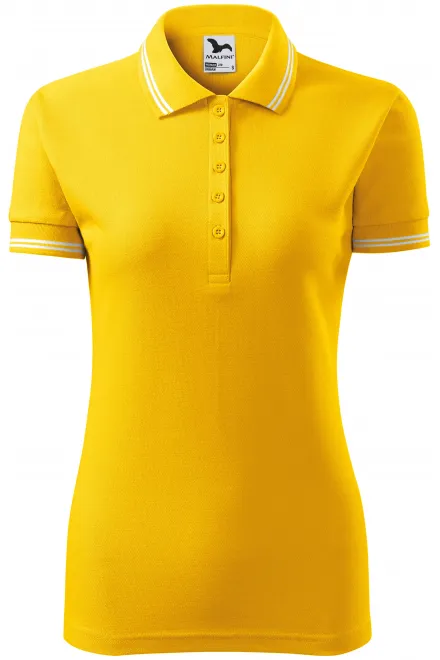 Kontrast-Poloshirt für Damen - gelb, L