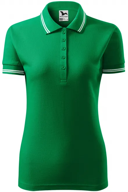 Kontrast-Poloshirt für Damen - Grasgrün, L