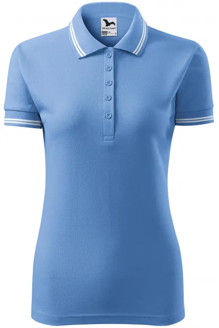 Kontrast-Poloshirt für Damen - Himmelblau, L