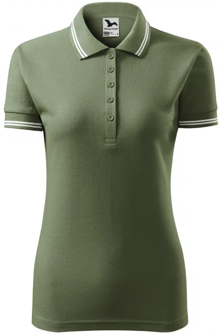 Kontrast-Poloshirt für Damen - khaki, L