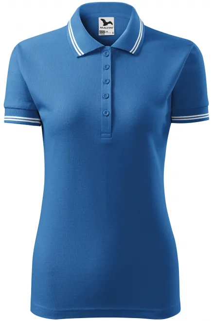 Kontrast-Poloshirt für Damen - hellblau, L