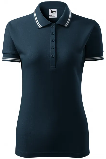 Kontrast-Poloshirt für Damen - dunkelblau, L