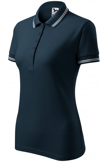 Kontrast-Poloshirt für Damen, dunkelblau, Damen-Poloshirts
