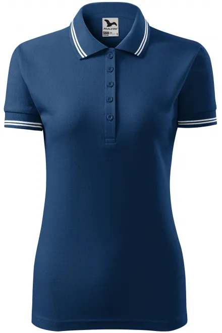 Kontrast-Poloshirt für Damen - Mitternachtsblau, L