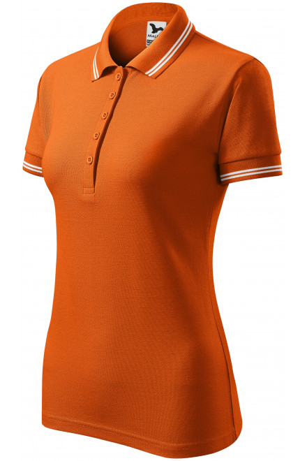 Kontrast-Poloshirt für Damen, orange, Damen-Poloshirts