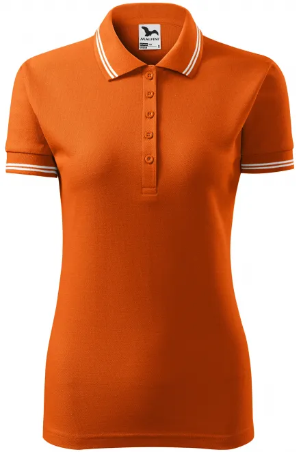 Kontrast-Poloshirt für Damen - orange, L