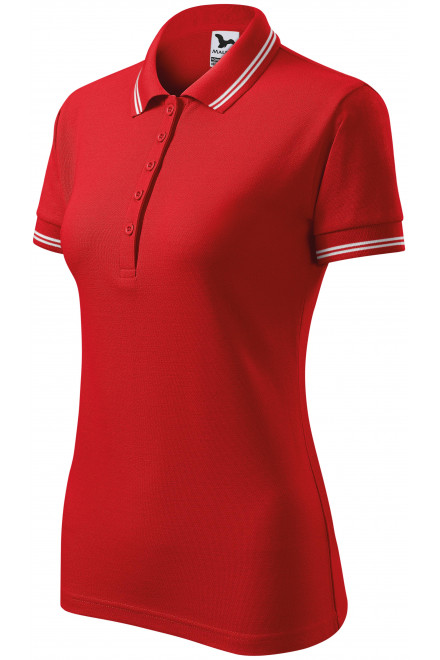Kontrast-Poloshirt für Damen, rot, Damen-Poloshirts