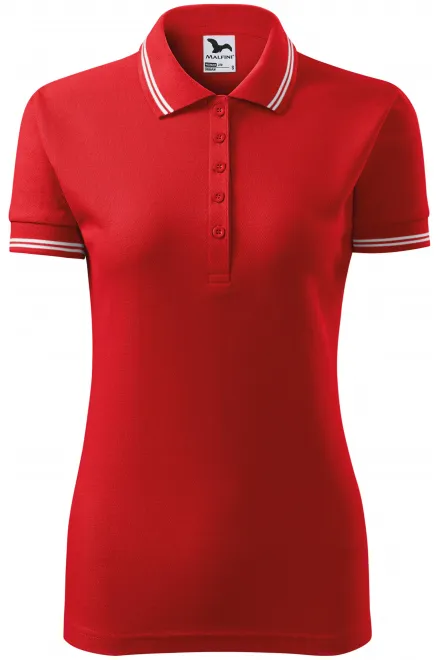 Kontrast-Poloshirt für Damen - rot, L