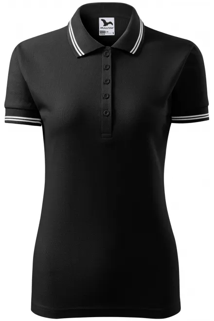 Kontrast-Poloshirt für Damen - schwarz, L