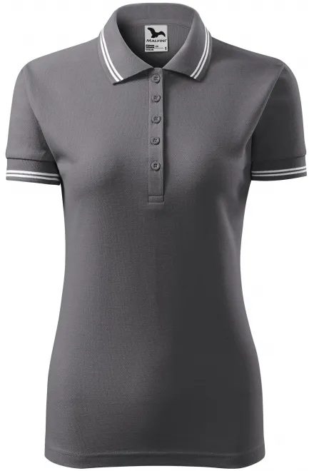 Kontrast-Poloshirt für Damen - stahlgrau, L