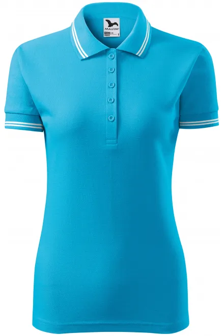 Kontrast-Poloshirt für Damen - türkis, L