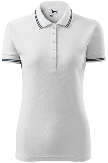 Kontrast-Poloshirt für Damen - weiß, L