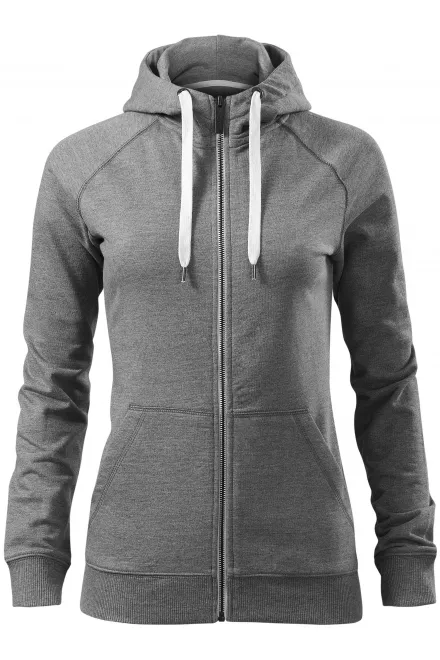Kontrastfarbenes Damen-Sweatshirt mit Kapuze - dunkelgrauer Marmor, L