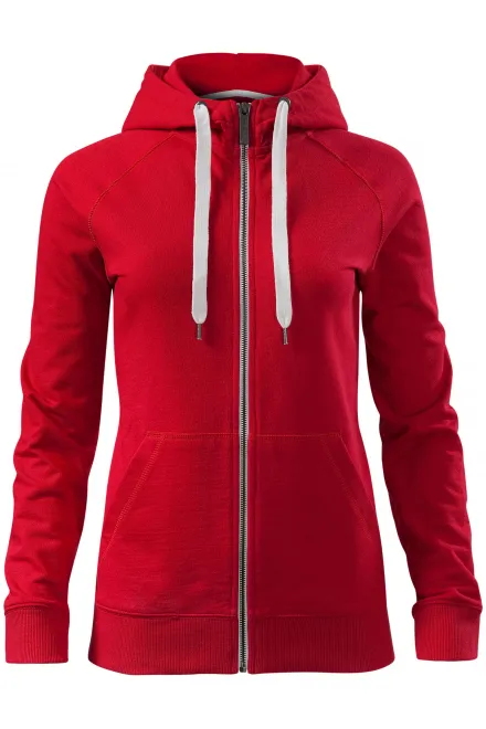 Kontrastfarbenes Damen-Sweatshirt mit Kapuze - formula red, L