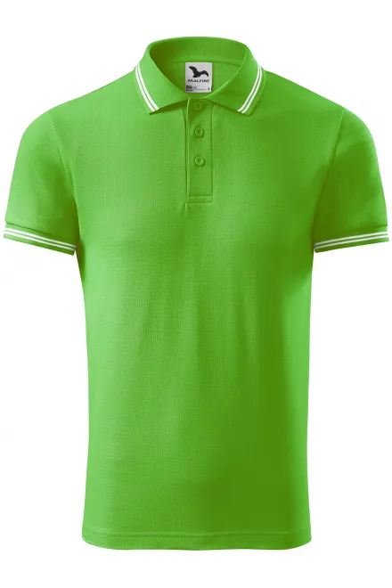 Kontrastiertes Poloshirt für Herren - Apfelgrün, S
