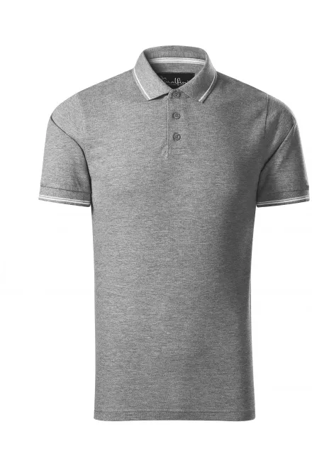 Kontrastiertes Poloshirt für Herren - dunkelgrauer Marmor, XL