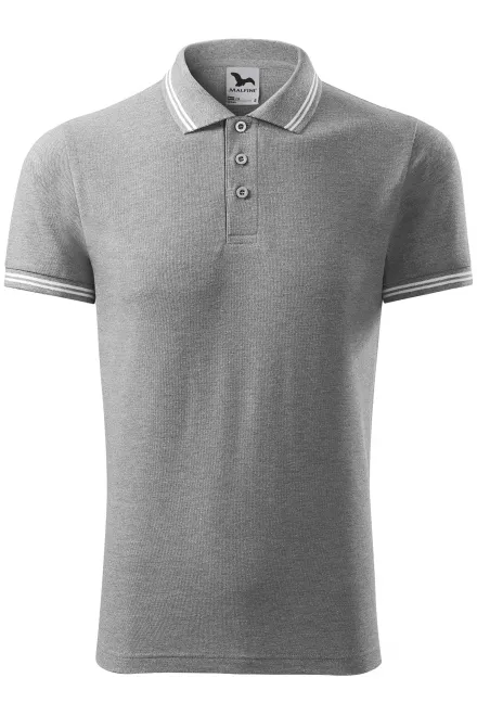 Kontrastiertes Poloshirt für Herren - dunkelgrauer Marmor, S