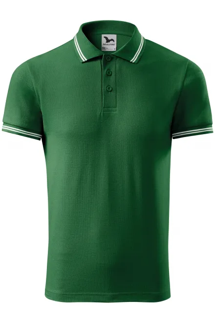 Kontrastiertes Poloshirt für Herren - Flaschengrün, S