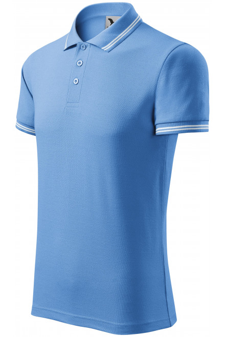 Kontrastiertes Poloshirt für Herren, Himmelblau, blaue T-Shirts