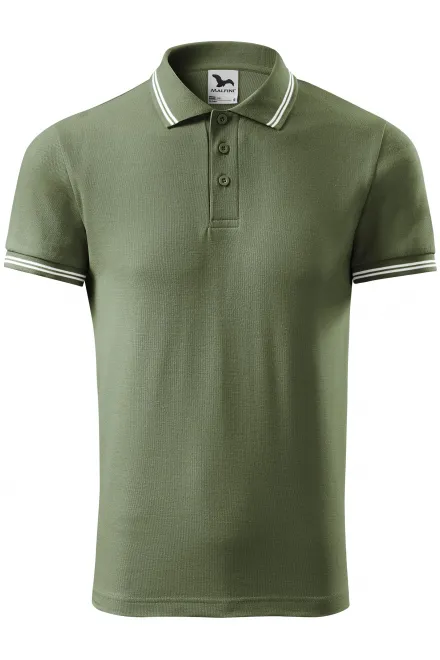 Kontrastiertes Poloshirt für Herren - khaki, S