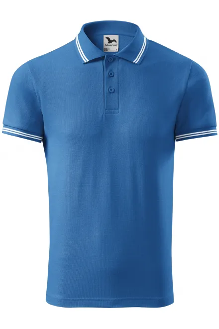 Kontrastiertes Poloshirt für Herren - hellblau, S