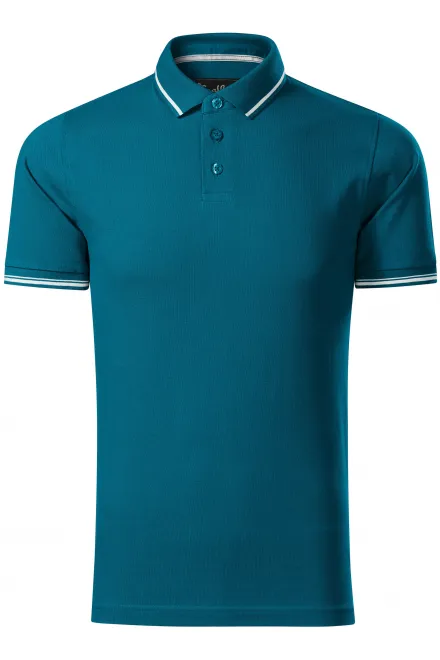Kontrastiertes Poloshirt für Herren - petrol blue, XL